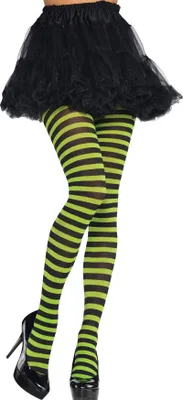 Produktbild von Geringelte Strumpfhose Kostüm-Accessoire grün-schwarz - M/L