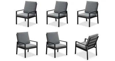 Produktbild von MeXo 6er set Stühle, Gartenmöbel-Sets Frei Kombination, Outdoor Indoor, Balkon/Garten/Terrasse/Esszimmer/Arbeitszimmer(Sitzgruppe, Aluminiumrahmen)