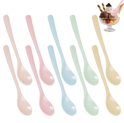10 bunte Kunststoff-Eierlöffel, 16 cm, spülmaschinengeeignet
