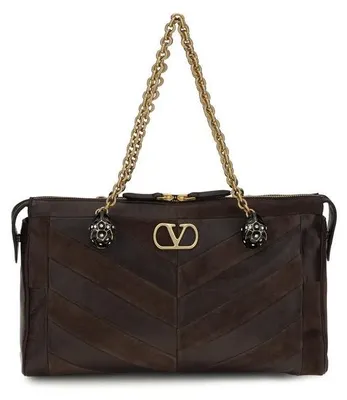 Image de Valentino Garavani sac porté épaule en cuir de veau marron 9W2B0S70DED_RE6