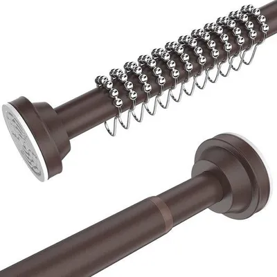 Obrázek produktu pro Závěsná tyč 105–195 cm, 12 háčků, teleskopická tyč z nerezové oceli, do koupelny, ruční tyč, bez vrtání