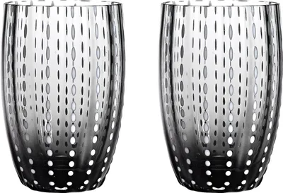Immagine prodotto di Zafferano Perle Bicchiere Grigio - Vetro Colorato Soffiato a Bocca, 32 cl, Lavorato a Mano - Set da 2 Tumblers Artigianali per Acqua o Cocktail