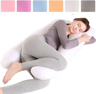 Produktbild von Schwangerschaftskissen Baumwolle Seitenschläferkissen Stillkissen groß Kissen für Schwangere Frauen, Körperkissen Ganzkörperkissen (U Form,130x60cm,Weiß )