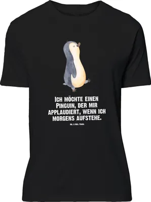 Produktbild von Mr. & Mrs. Panda Größe M T-Shirt Pinguin marschieren - Schwarz - Geschenk, Schwester, Bruder, Pinguine, mit Spruch, Familie, Unausgeschlafen, Aufstehen, Tshirt, Herren
