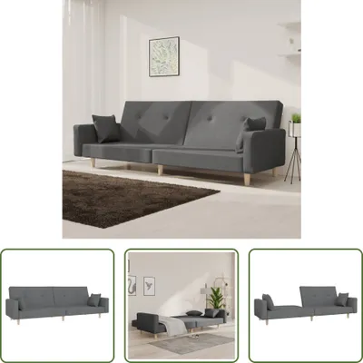 Produktbild von The Living Store Schlafsofa 2-Sitzer mit 2 Kissen Hellgrau Stoff