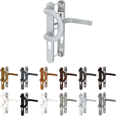 Produktbild von Premium Drückergarnitur Saturn DHS 92mm - Oval - Griff-Bügel, Farbe:Braun RAL 8017, Schildbreite:52mm