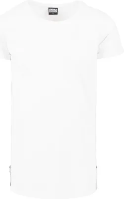 Image de T-shirt pour homme Urban Classics Long Shaped Side Zip Tee blanc - S