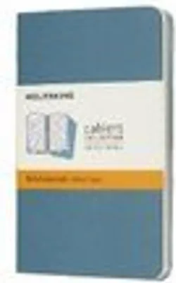 Image de Moleskine Carnets de notes Cahier Set de 3 - avec couverture cartonnée - papier 70g - Pocket (9x14) - Ligné - Bleu vif