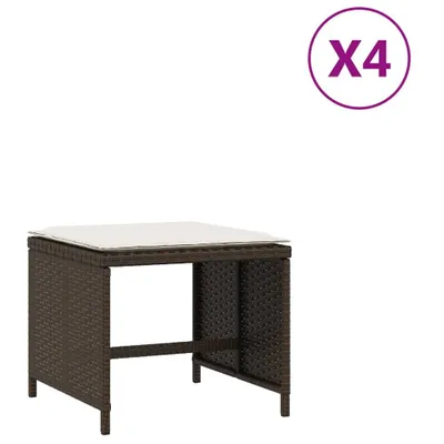 Obrázok produktu pre vidaXL Záhradná stolička s vankúšom 4 ks hnedá 40x40x35 cm polyratan