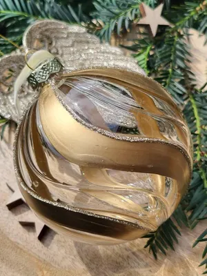 Productafbeelding van Kerstbal Kokkino, goudkleurig en transparant
