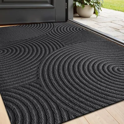 Zdjęcie produktu dla Mata podłogowa, mata antypoślizgowa, 45x75 cm, kolor: czarny, przeznaczona do użytku wewnątrz i na zewnątrz, można prać, odporna na warunki atmosferyczne
