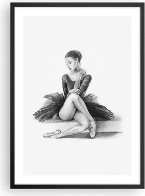 Produktbild von Gerahmtes Poster - Schwarzer Rahmen - Ballerina Zeichnung Bleistift - 50x70 cm - Wand Bild - Wanddeko - Wandbilder - Kunstposter - Wandposter - Bilderrahmen - Bilder - Kunstdruck - P2BPA50x70-4496
