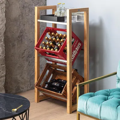 Produktbild von Getränkekisten-Regal "James" für 3 Kisten, Holz, Natur