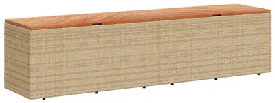 Produktbild von vidaXL Gartentruhe Beige 220x50x54 cm Poly Rattan Akazienholz