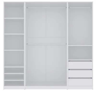 Produktbild von Marmex TRES J Weiß Kleiderschrank mit Ablagen, Schubladen 210x206x51cm