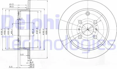 Produktbild von 2x DELPHI Bremsscheibe BG3867 für TOYOTA Yaris Schrägheck (_P1_) 55 5mm 269mm