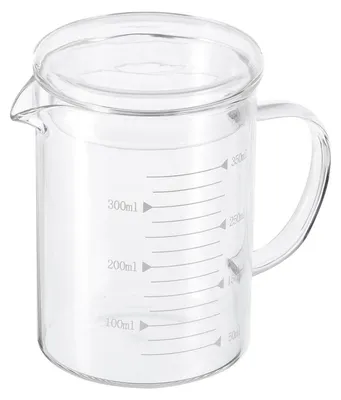 Image de Verre doseur en verre borosilicaté de 350 ml, avec graduation et bec verseur, de couleur blanche