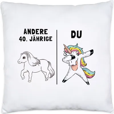 Produktbild von 40. Geburtstag Kissen inkl. Füllung mit Spruch Frauen Lustig Einhorn 40 Jahre Geschenk-Idee Andere 40 Jährige