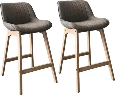 Image de Lot de chaises MELLOW d'îlot et bar en chêne et assise tissu 65cm