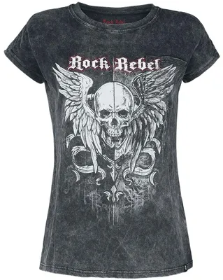 Produktbild von Rock Rebel by EMP Damen graues Langarmshirt mit rockigem Print L