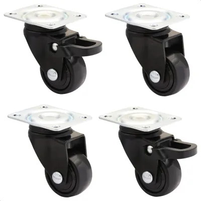 Produktbild von WAGNER Design 3C - Lenkrollen soft 4tlg. Set - Ø 25 mm, 2 mit Bremse, schwarz, Anschraubplatte, Tragkraft je 12 kg - 02222704