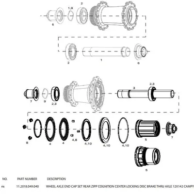 Zdjęcie produktu dla Zaślepki Zipp do tylnych piast Cognition Disc Campagnolo Black 12 x 142 mm