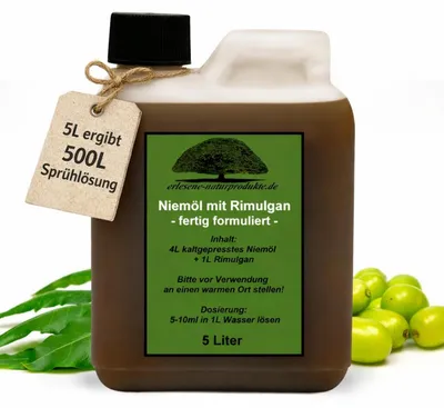 Produktbild von Neemöl Niemöl mit Emulgator 5L Konzentrat - ergibt 500L Sprühlösung/Gießlösung für gesunde Pflanzen von erlesene-naturprodukte GmbH