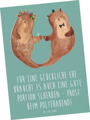 Produktbild von Mr. & Mrs. Panda Grußkarte Scherben Polterabend - Meeresbrise - Geschenk, Vorfreude, Ansichtskarten, Hochzeitsvorbereitung, Geschenke, kunstkarte, Ansichtskarte, Feier