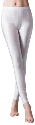 Imagen del producto de MANJIAMEI: Leggings brillantes para mujer, de color liso, con cintura alta, elásticos y perfectos para hacer deporte