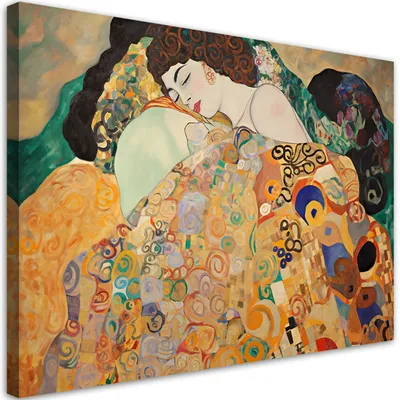 Produktbild von Leinwandbild Porträt einer Frau - G. Klimt 60x40 Feeby Gold bild für die wand bereit zum aufhängen