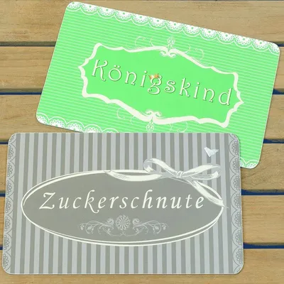 Produktbild von Schneidebrett Königskind und Zuckerscnute 14x23cm, 4er Set