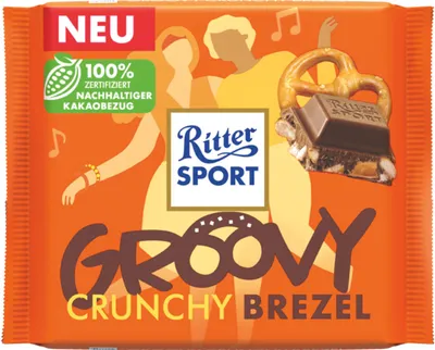 Obrázek produktu pro Ritter Sport Groovy Crunchy Pretzel mléčná čokoláda a kukuřičné lupínky 100g