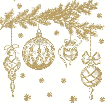 Produktbild von Paper + Design Servietten - Kugelsinfonie, Gold, Weiß, Papier, Abbildung, 330 mm, 330 mm, 16,5 cm