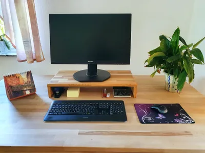 Produktbild von Monitorerhöhung Tischaufsatz Eiche massiv geölt 60x30x10cm