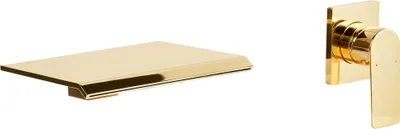 Produktbild von BELIANI Wandarmatur für Waschbecken mit Wasserfallauslauf gold Messing Einhebel