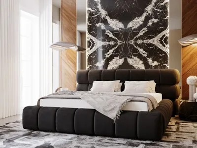 Produktbild von GrainGold Polsterbett Mellow 180x200 cm - Bett 180x200, Polsterbett mit Bettkasten und Lattenrost - Schwarz (Royal 31)