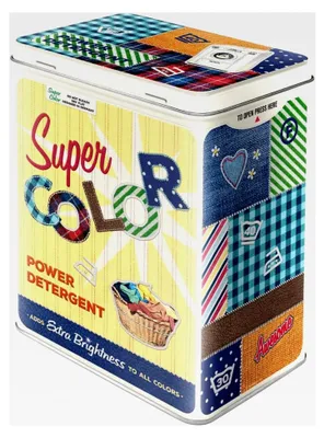 Produktbild von Retro Vorratsdose L, 3 l, Super Color Detergent – Geschenkidee für Ihr Zuhause, große Blechdose, Vintage-Design