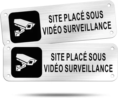 Produktbild von Videoüberwachungsaufkleber aus Aluminium, 15 x 5 cm, 2 Stück, selbstklebend für Innen und Außen