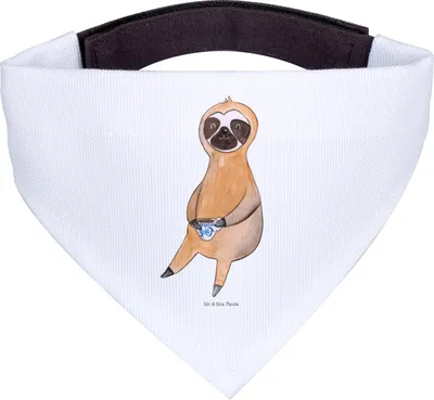 Produktbild von Mr. & Mrs. Panda Bandana Faultier Kaffee - Weiß - Geschenk, Hundehalstuch, Hunde Halstuch, Faultiere, Dreieckstuch, Hund, Coffeelover, Coffeeaddict, Coffee
