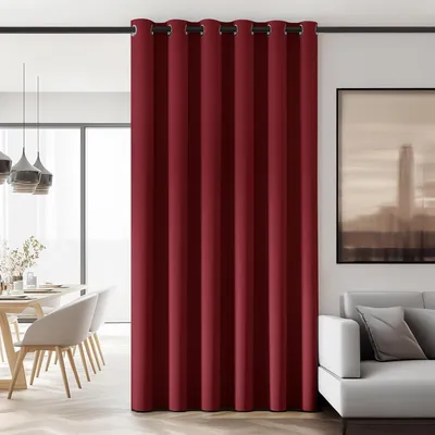 Produktbild von Blickdichte Gardinen Ösenvorhang Verdunkelung Kälteschutz Thermovorhang Hitzeschutz 214x203 cm Rot 1 Stück
