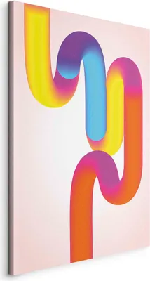 Produktbild von Vlies Leinwandbild - Colorful Turns - Dynamic Composition in Shades of Yellow Pink and Blue 40x60 cm Abstrakt a-A-10548-b-a
