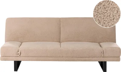 Zdjęcie produktu dla BELIANI Sofa rozkładana piaskowa boucle 3-osobowa metalowe nogi regulowane podłokietniki nowoczesna