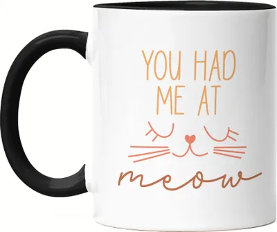 Produktbild von You had me at Meow Tasse Schwarz Katzenliebhaber Geschenkidee Cat Mom Cat Dad