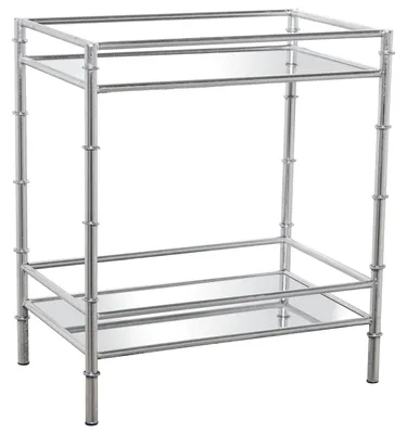 Beistelltisch, rechteckig, Metall/Spiegel, silber, 54x34x60 cm