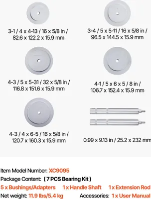 Image de Kit de presses à roulements, alliage d'aluminium durable, tailles polyvalentes, 7 pièces