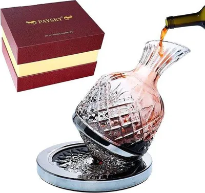 Image de Carafe à vin pivotante à 360°, cadeau de luxe, sans cuir, rouge