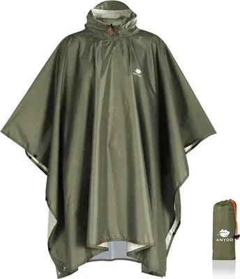 Produktbild von Leichte, wasserdichte Regenjacken. Wiederverwendbare, reißfeste, atmungsaktive Regenjacken mit Kapuze. Faltbare Schutzplane / Tarp