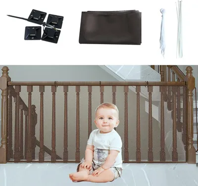 Productafbeelding van Veiligheidsnet Kinderen - Traphek Net - Babykamer Beveiligen - Scheurbestendig Nylon - 300 x 90 cm - Koffie