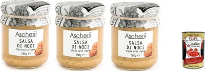 Produktbild von 3x Ascheri Salsa di Noci WALNUSSSAUCE 180gr + Italian Gourmet Polpa di Pomodoro 400g