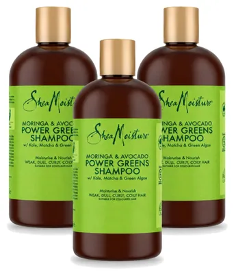 Zdjęcie produktu dla 3 sztuki szamponu Shea Moisture Power Greens Moringa & Avocado, pojemność 384 ml - zestaw ekonomiczny